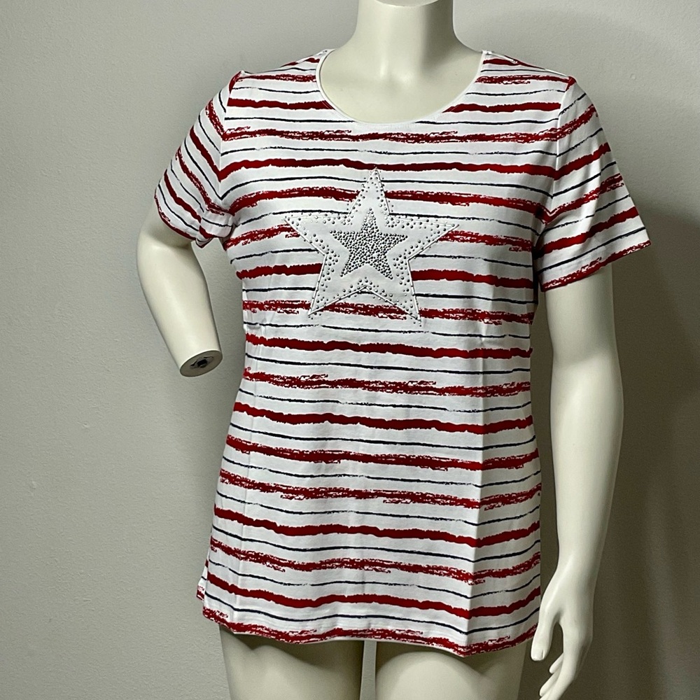 Karen Scott Woman Star Embellished T-shirt sz 1X NWT
